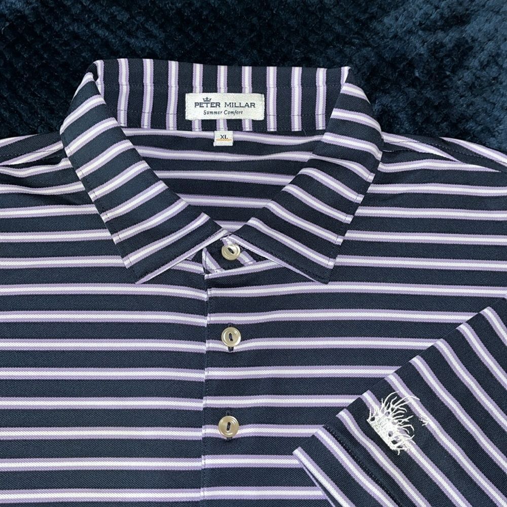 Peter Millar Summer Comfort Sawgrass Ponte Vedra Beach FL Stripe Golf Polo Shirt
